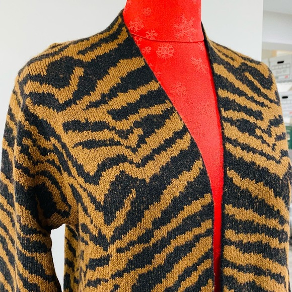 NWT Nine West M knit open front duster jacket long cardigan sweater animal print - Picture 15 of 15